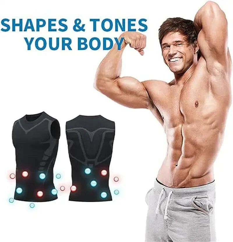 Shop All I Want Shop All I Want 💪 Men’s Ionic Shaping Vest – Ice-Silk Slimming, Compression Tank Top, Tummy Control & Quick-Dry Fitness Shirt 🌟