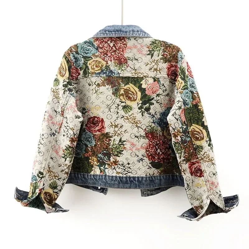 Short Denim Jacket for Women | Loose Patchwork Vintage Coat 🌼