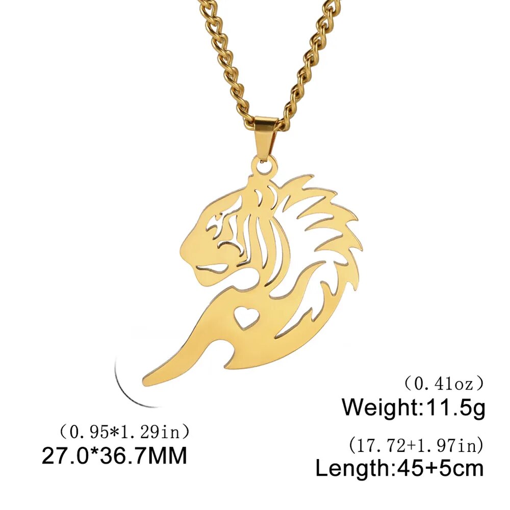 Shop All I Want Gold Lion D SHOP ALL I WANT Inner Strength Steel Lion Necklace 🦁🌟