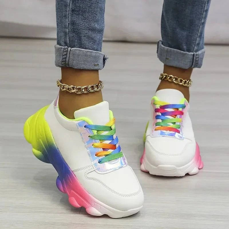 Shop All I Want White / 35 Shop All I Want Trendy Rainbow Sneakers