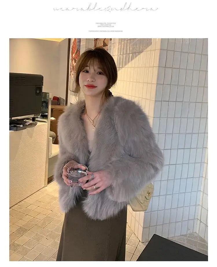 Women’s Faux Fur Coat 2024 – Casual Imitation Fox Fur Jacket for Winter 🍂✨