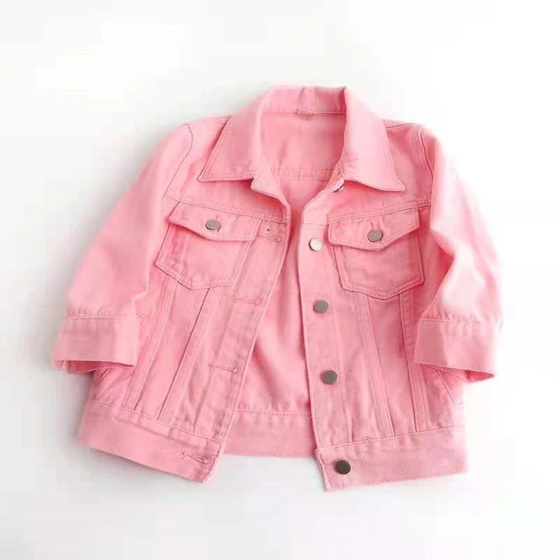 Women’s Denim Jacket | Pink Solid Short Multicolor Jean Jacket 🌸