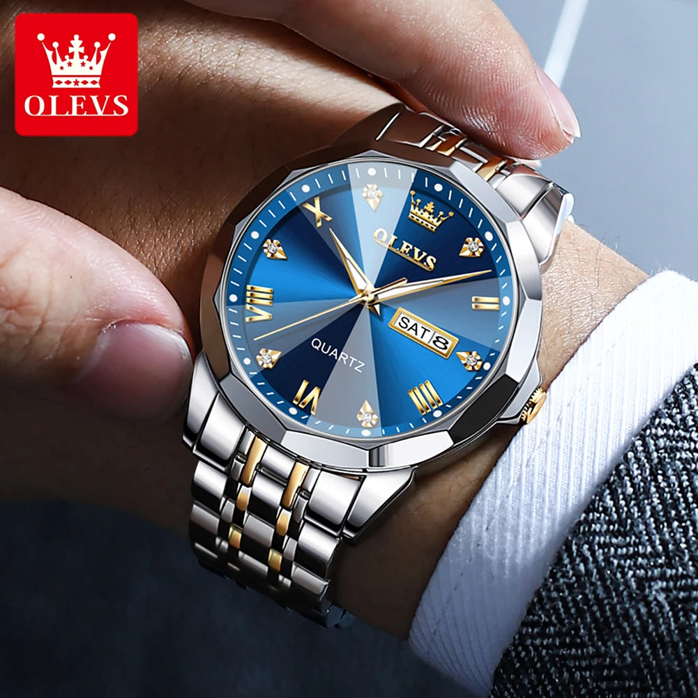 Waterproof Luminous Stainless Steel Wristwatch with Date & Week Display ⌚💎