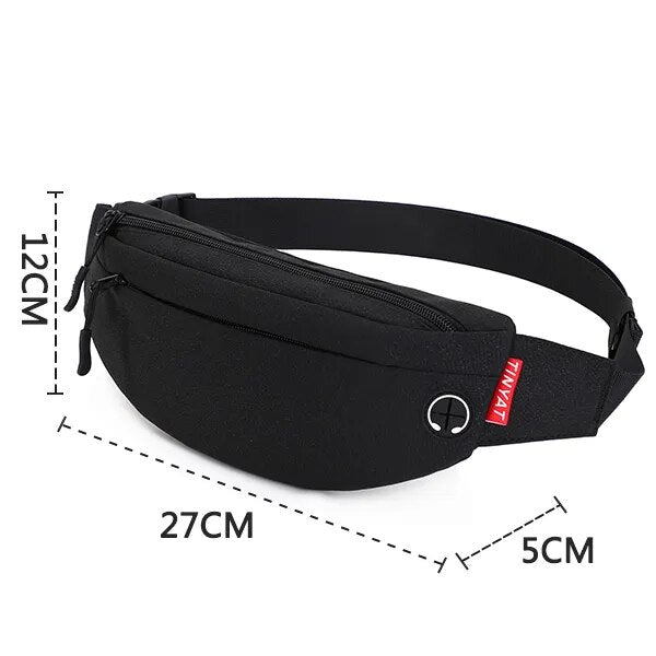 Shop All I Want T2003 Black / China SHOP ALL I WANT Canvas Waist Bag with Multiple Pockets