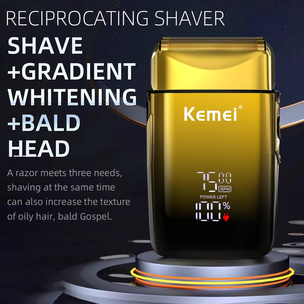 Kemei 7500 RPM Electric Shaver – Professional Hair & Beard Razor, Rechargeable Trimmer for Men KM-TX10 ✂️⚡