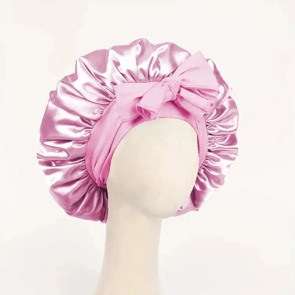 Shop All I Want Light Pink Shop All I Want 🌙 Satin Silk Bonnet – Adjustable Tie Band for Sleeping, Hair Care, Suitable for Women & Men 🌟