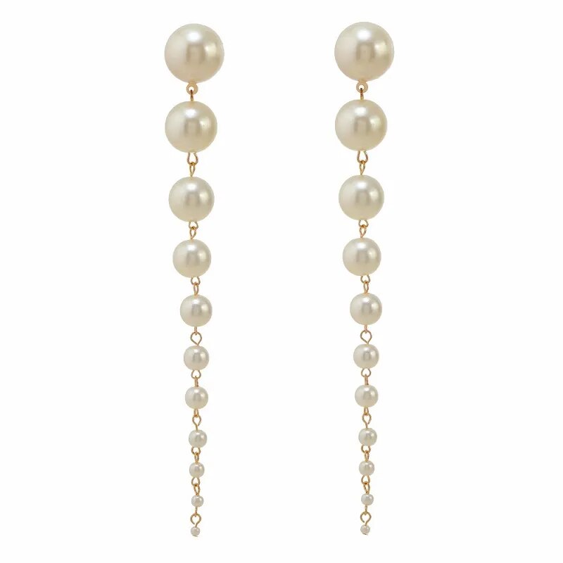 Shop All I Want gold SHOP ALL I WANT Long Pearl Earrings