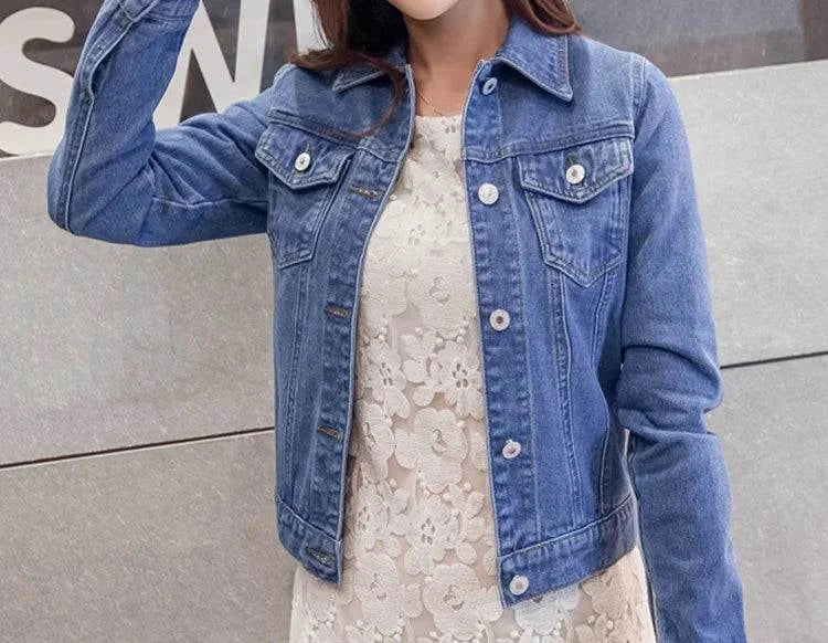 Shop All I Want Blue / L SHOP ALL I WANT Casual Short Denim Jacket