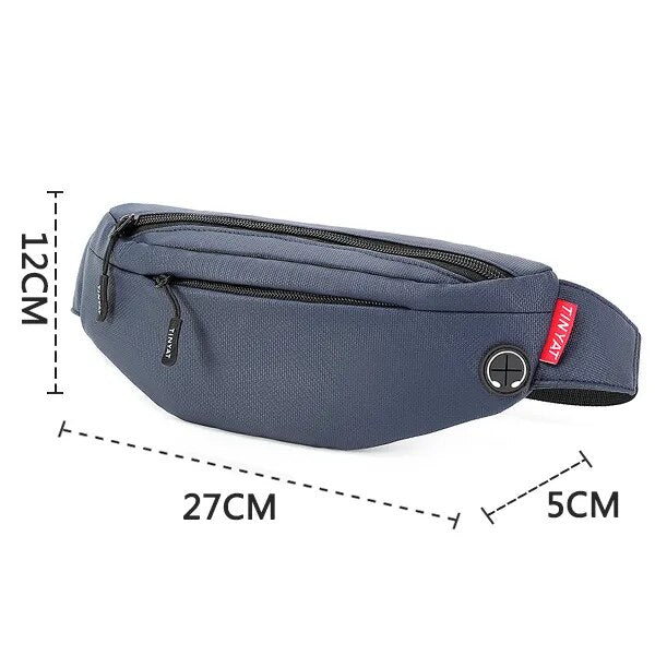 Shop All I Want T2003 PU Blue / China SHOP ALL I WANT Canvas Waist Bag with Multiple Pockets