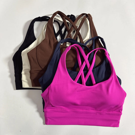 Solid Color Soft Cross Back Women’s Fitness Bra  🏋️‍♀️✨