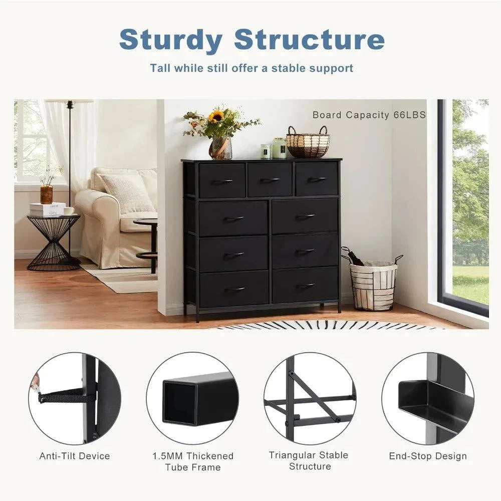 9-Drawer Fabric Dresser for Bedroom | Metal Frame & Wood Top Storage TMaximize your bedroom storage with this sleek 9-Drawer Fabric Dresser. Featuring a metal frame and wood top, this stylish dresser offers ample storage for your clothShop All I WantShop All I Want9-Drawer Fabric Dresser