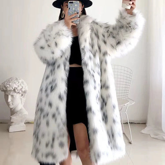 Plus Size Faux Fox Fur Coat – Mid-Length Casual Loose Cardigan for Women ❄️✨