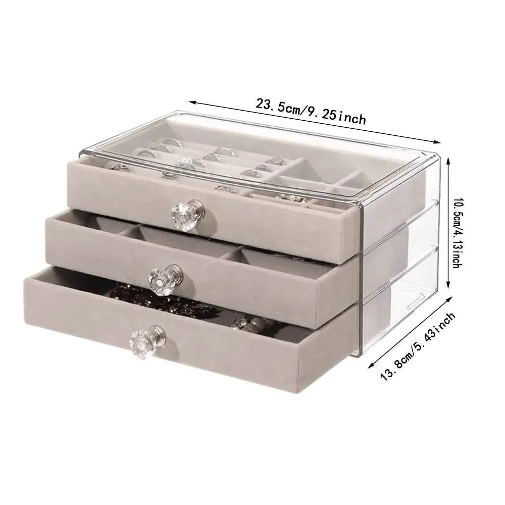 Shop All I Want Gray Shop All I Want 💎 High-Capacity Flannel Jewelry Box – Organized Storage for Rings, Earrings, & Necklaces 💍