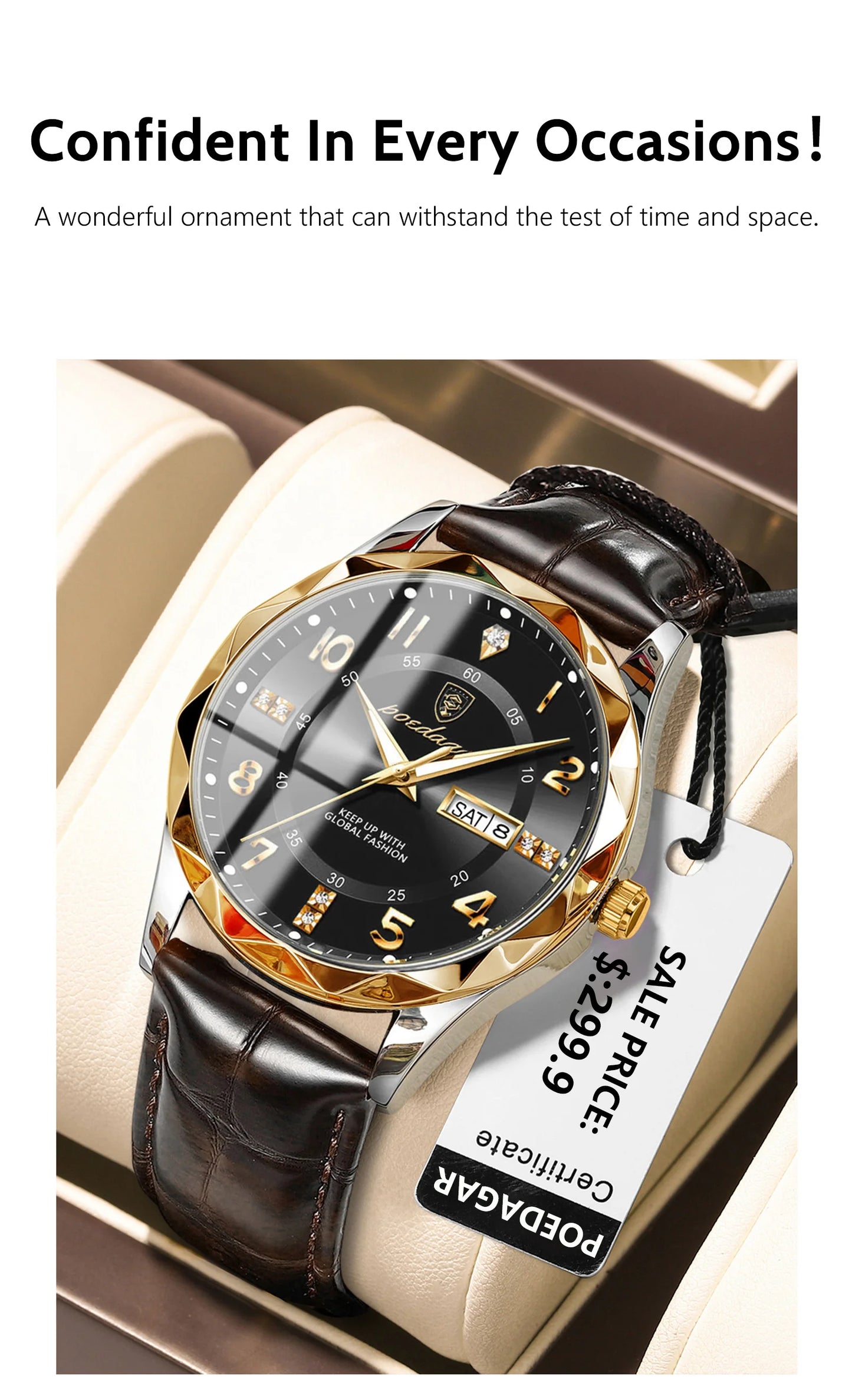 Luxury High-Quality Men’s Watch – Sport Quartz, Waterproof Luminous Date, Leather Strap ⌚🌟