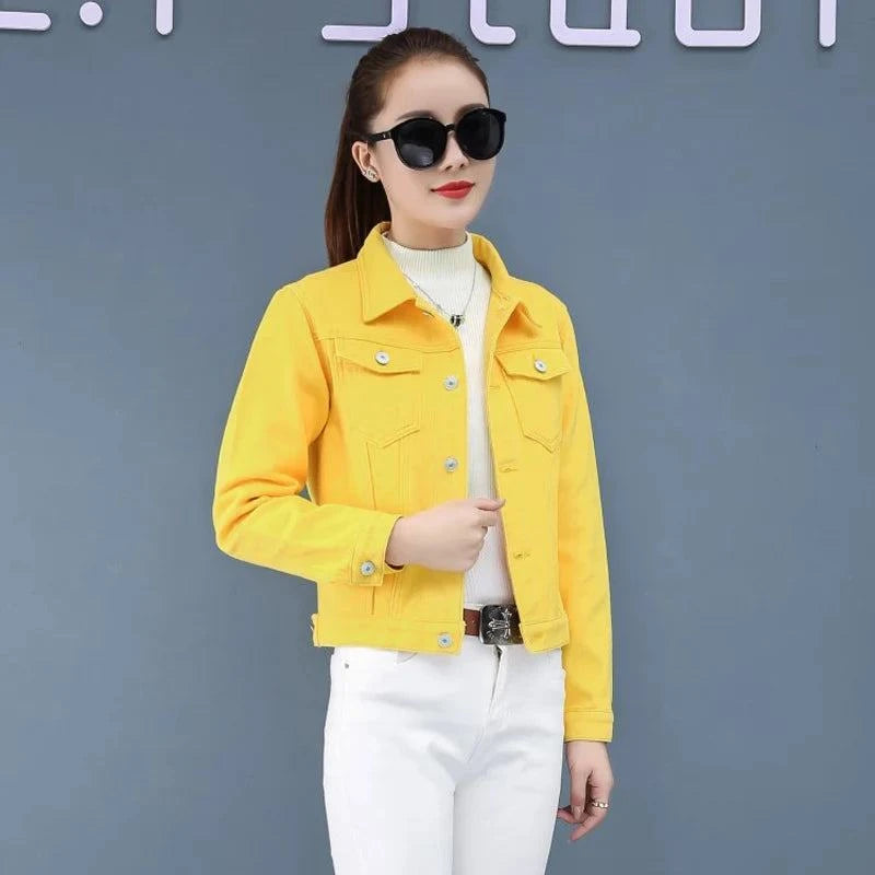 Shop All I Want Yellow / XXL SHOP ALL I WANT Casual Short Denim Jacket