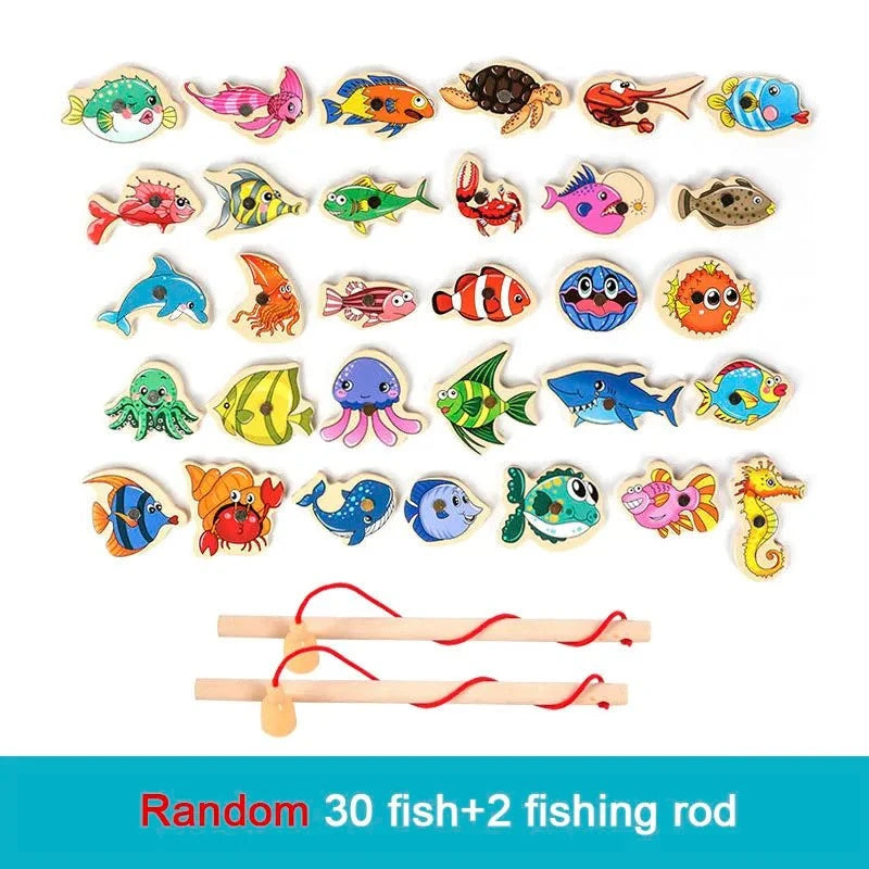 Shop All I Want random 30pcs SHOP ALL I WANT Montessori Wooden Magnetic Fishing Toys