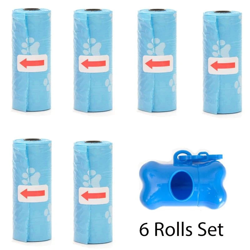 Shop All I Want Foot Blue 6Rolls Set SHOP ALL I WANT Convenient Cleanup: Pet poop bags for a mess-free and eco-friendly pet waste solution! 🐾♻️