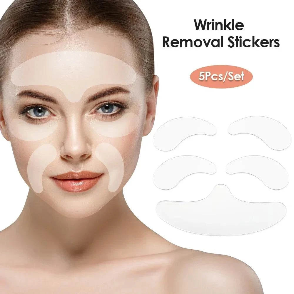 Shop All I Want 5Pcs Set / CHINA Shop All I Want ✨ Reusable Silicone Wrinkle Removal Stickers – Face, Forehead, Neck, Eye, Anti-Aging & Lifting Patches 🌟