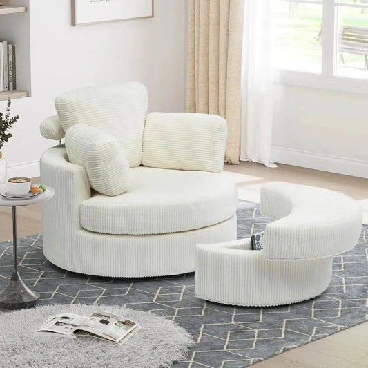 Cozy Round Reading Swivel Accent Chair – With Ottoman & Pillow 🛋️Elevate your living space with the Cozy Round Reading Swivel Accent Chair – With Ottoman &amp; Pillow 🛋️ Designed for both comfort and style, this chair features a Shop All I WantShop All I WantCorduroy Swivel Accent Chair –