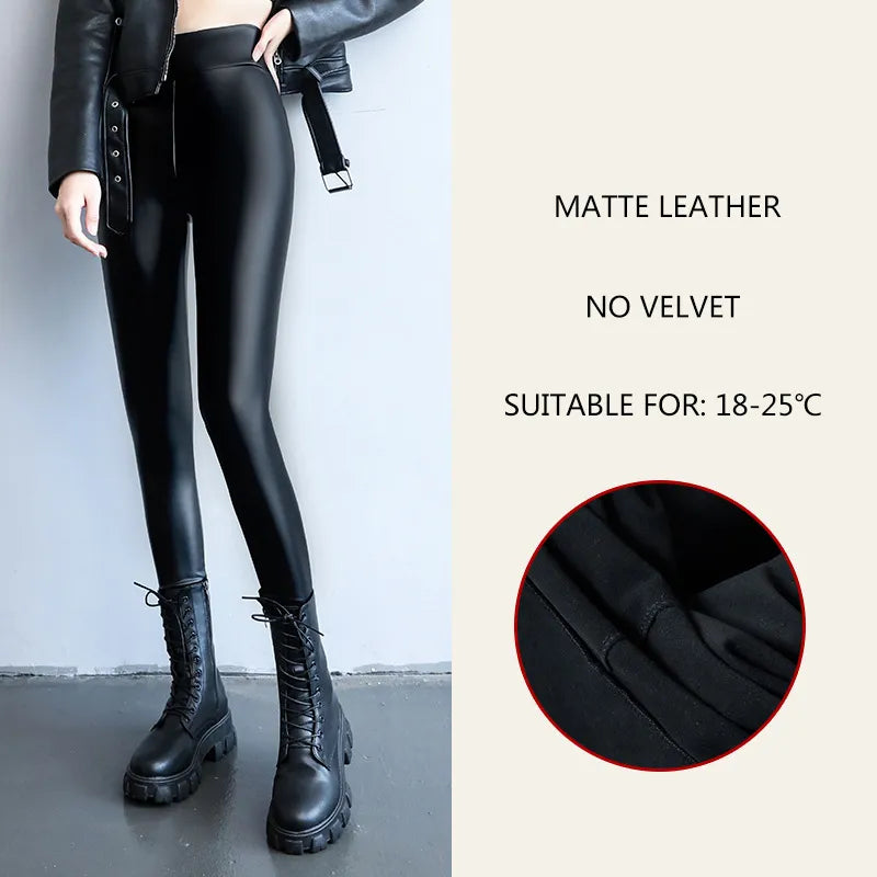 Shop All I Want Without-velvet / M SHOP ALL I WANT High Waist Faux Leather Leggings