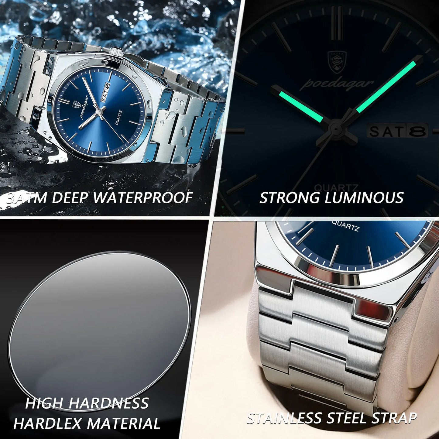 High-End Men’s Wristwatch – Waterproof Quartz Watch with Luminous Date & Week, Leather Strap ⌚💫