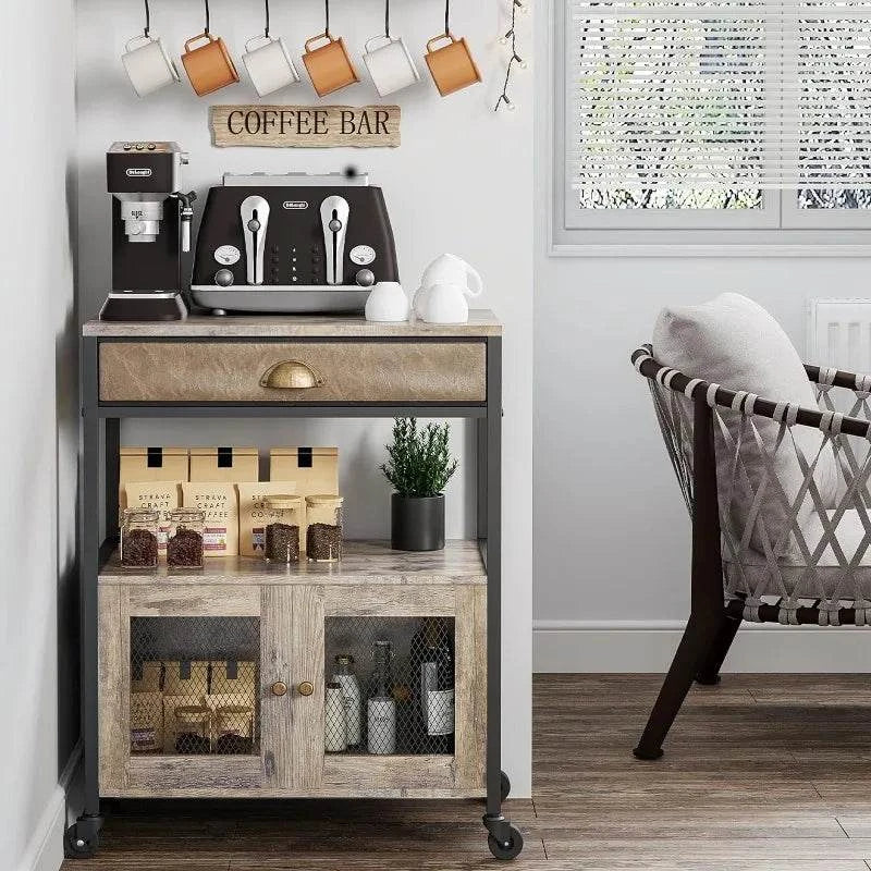 3-Tier Coffee Bar Cabinet on Wheels - Movable Farmhouse Coffee StationElevate your living space with this 3-Tier Coffee Bar Cabinet on Wheels, Size: 13.77" x 23.22" x 28.34", a perfect addition to your modern home design ideas. This moShop All I WantShop All I Want3-Tier Coffee Bar Cabinet