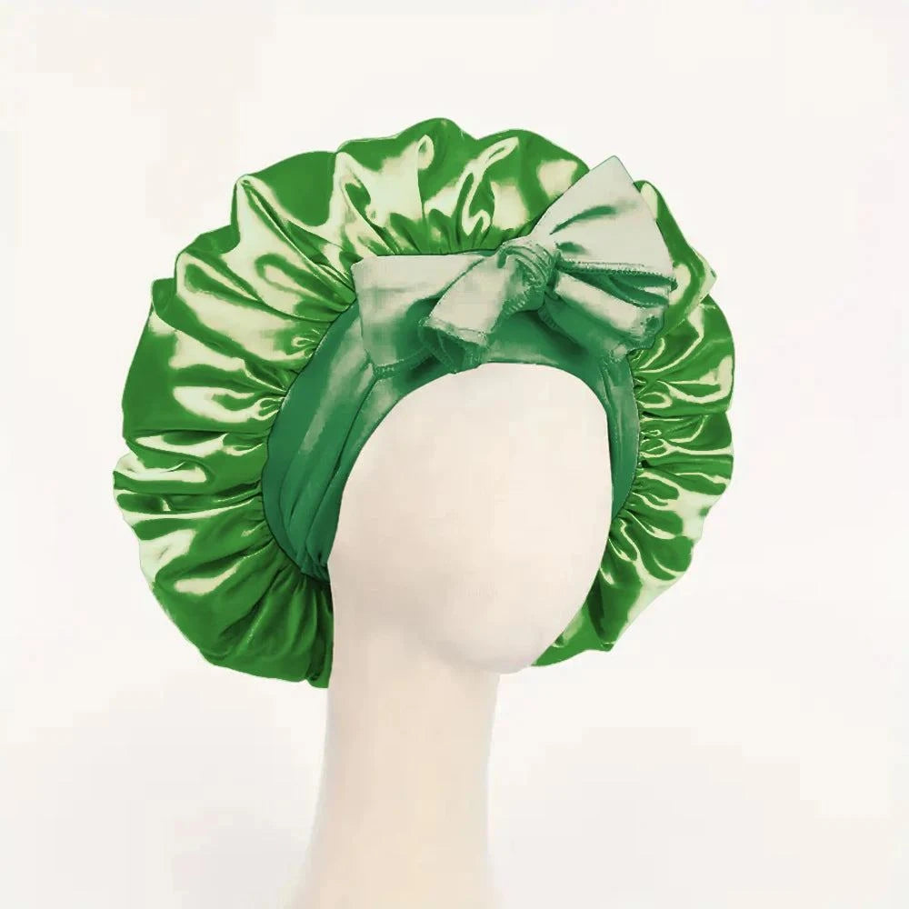 Shop All I Want Green Shop All I Want 🌙 Satin Silk Bonnet – Adjustable Tie Band for Sleeping, Hair Care, Suitable for Women & Men 🌟