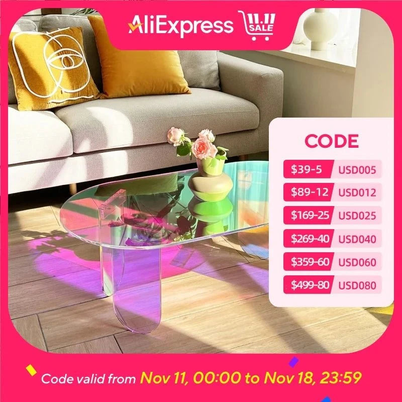 Acrylic Side Coffee Table- 37.4 in (L) x 19.7 in (W) x 14.2IN (H)Add a touch of modern elegance to your living space with this sleek acrylic side coffee table. Size: 37.4 x 19.7 x 14.2 inches. With its minimalist modern design, thShop All I WantShop All I WantAcrylic Side Coffee Table- 37