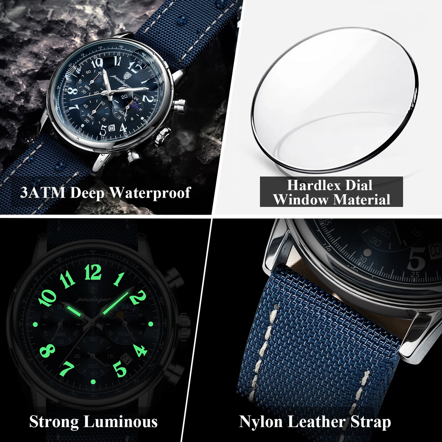 Military Sports Watch for Men – Waterproof Luminous Chronograph Date Quartz Watch with Nylon & Leather ⌚💪