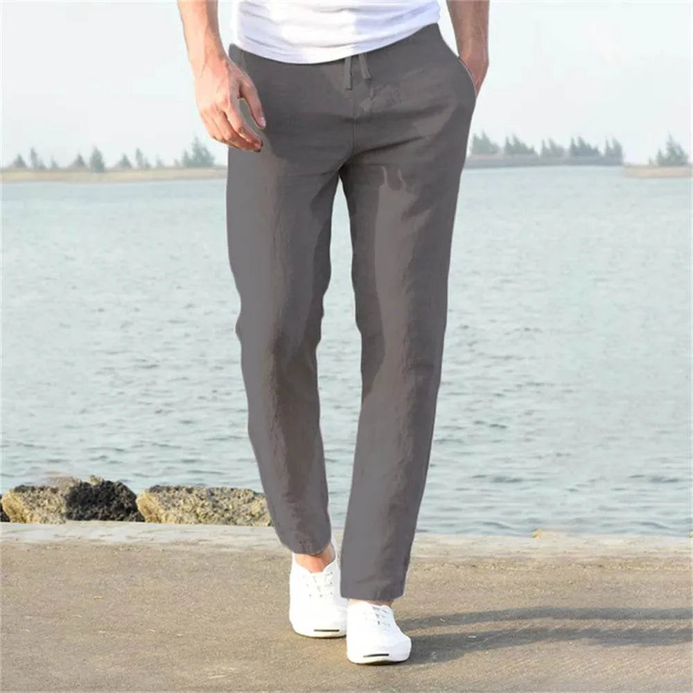 Shop All I Want Gray / US S 50-60 KG SHOP ALL I WANT Men's Cotten Linen Pants 🌿👖