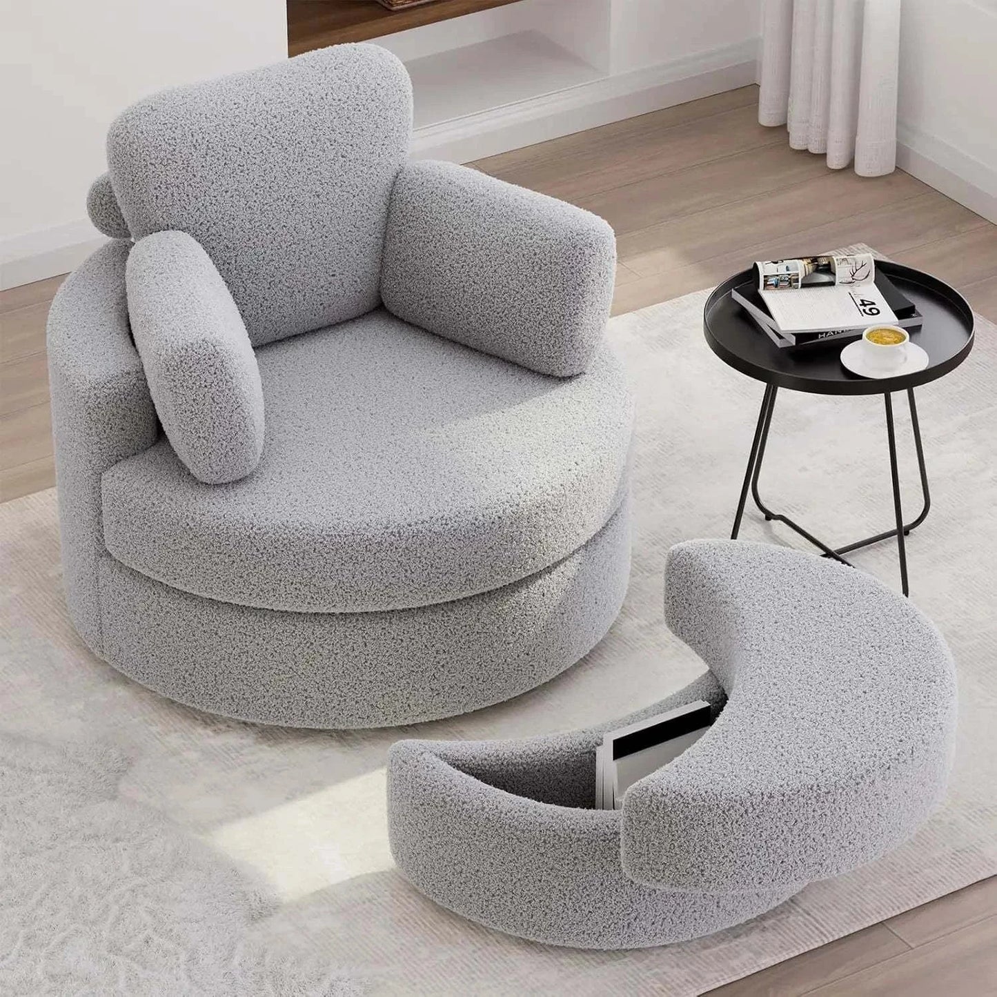 Cozy Round Reading Swivel Accent Chair – With Ottoman & Pillow 🛋️Elevate your living space with the Cozy Round Reading Swivel Accent Chair – With Ottoman &amp; Pillow 🛋️ Designed for both comfort and style, this chair features a Shop All I WantShop All I WantCorduroy Swivel Accent Chair –