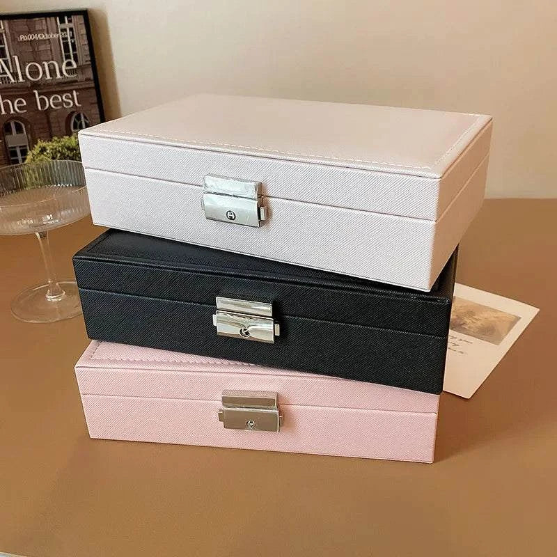 Shop All I Want Shop All I Want 💎 Simple Lockable Jewelry Packaging – High-End Earrings Storage Box, Dustproof, Large Capacity, Travel & Display 🌟