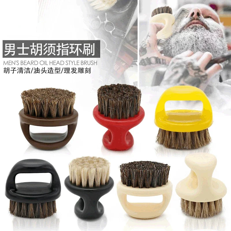 Men’s Beard Ring Brush | Portable Horse Bristle Shaving Brush 🧔