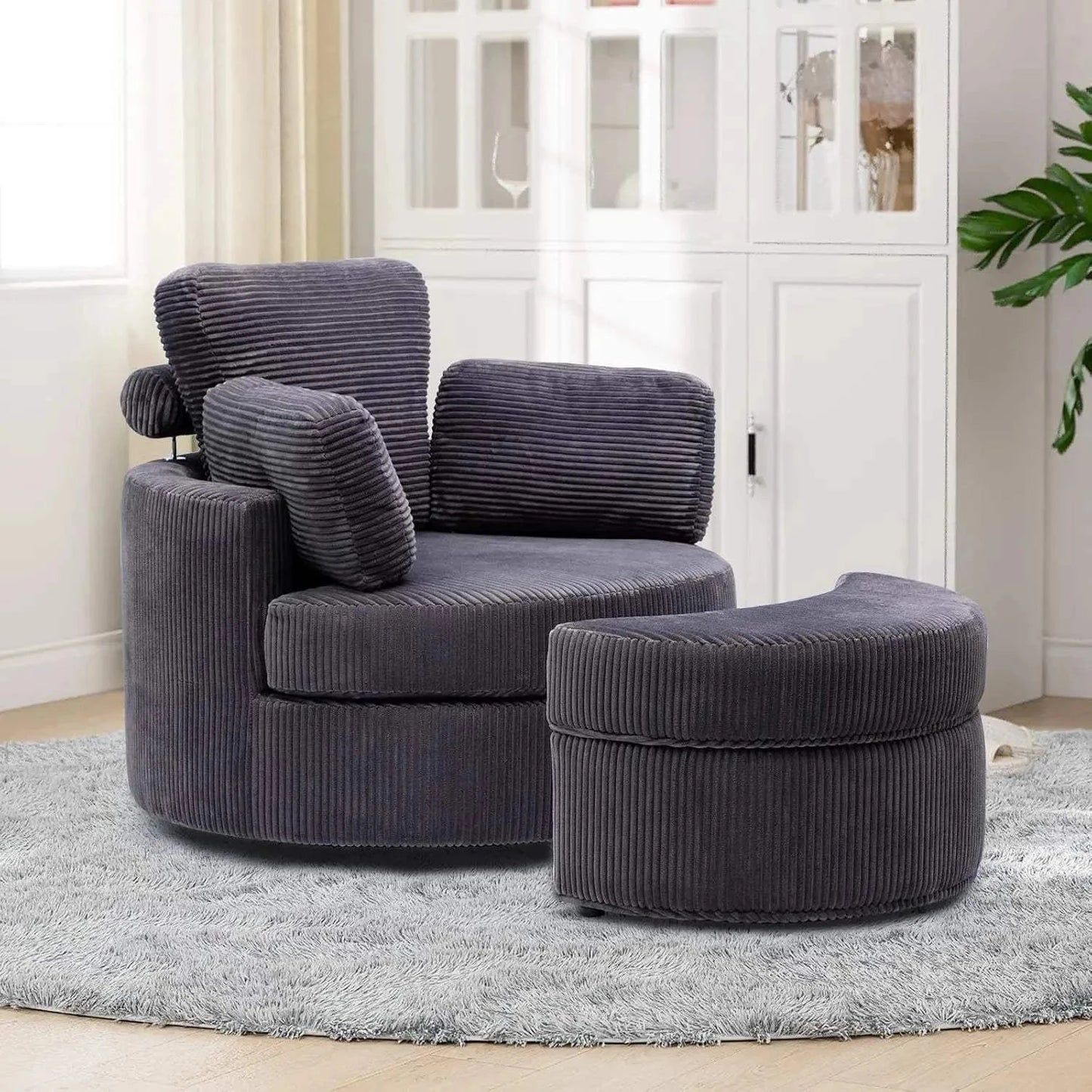 Cozy Round Reading Swivel Accent Chair – With Ottoman & Pillow 🛋️Elevate your living space with the Cozy Round Reading Swivel Accent Chair – With Ottoman &amp; Pillow 🛋️ Designed for both comfort and style, this chair features a Shop All I WantShop All I WantCorduroy Swivel Accent Chair –