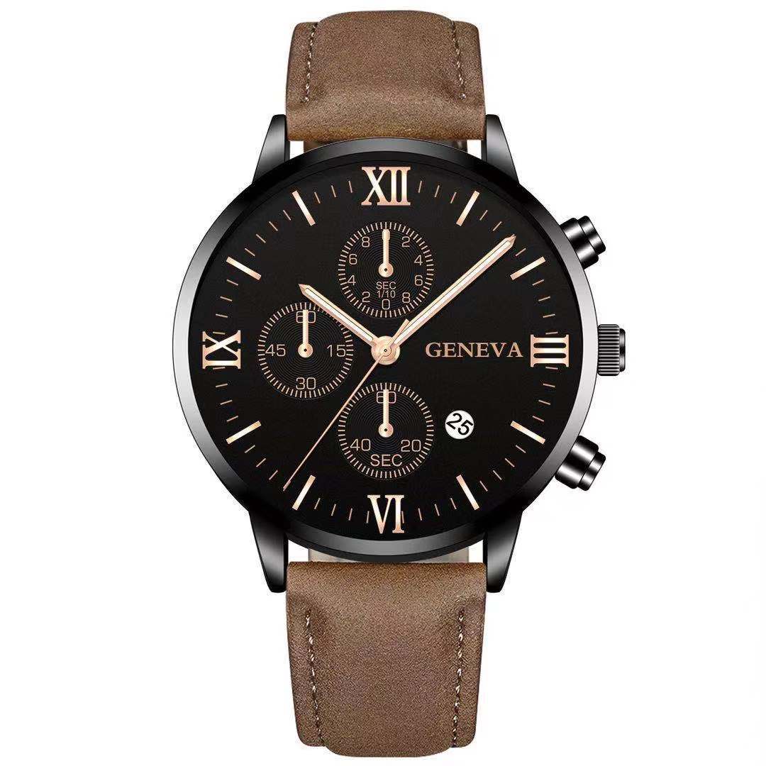 Men’s Black Quartz Watch | Fashion Round Roman Dial Sports Watch ⌚