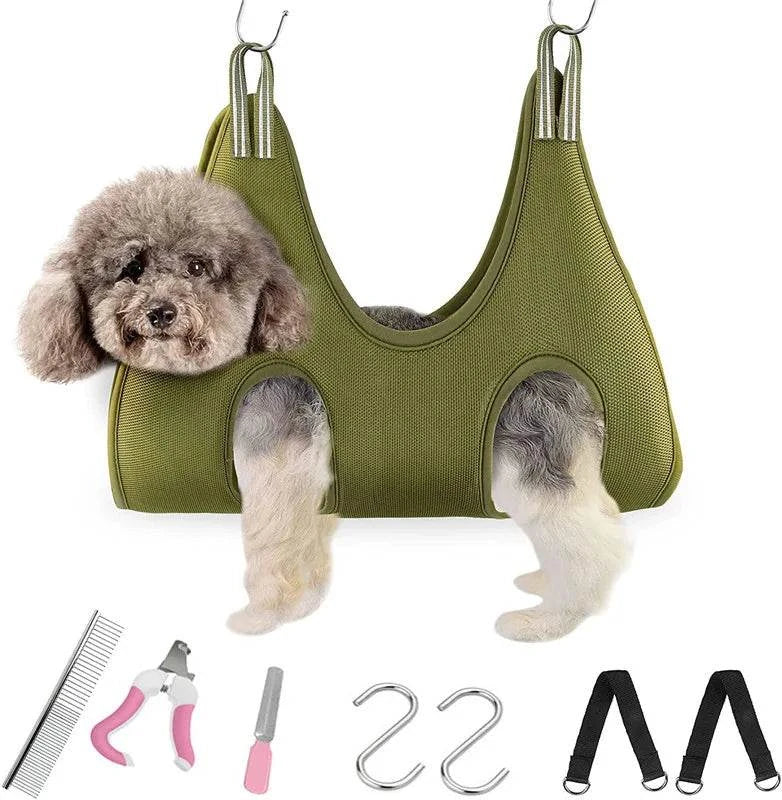 Shop All I Want suit green / 2.5-5KG SHOP ALL I WANT Pet Grooming Hammocks: Restraint for Beauty! 🐾🚿