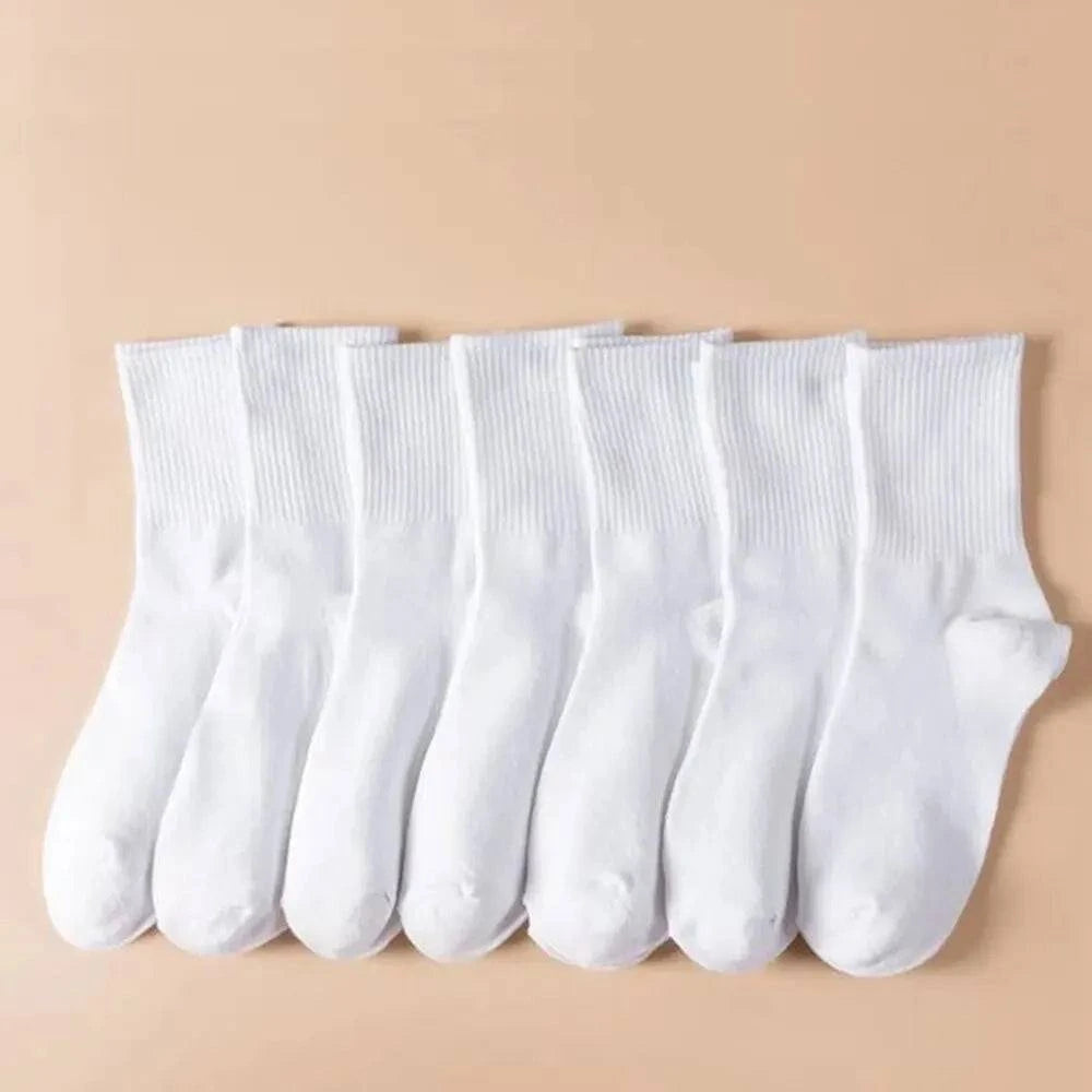 Shop All I Want SHOP ALL I WANT 🧦 7 Pairs Mid-Length Socks – Classic Black & White, Fashionable & Breathable for Women’s Casual & Sports 🌟