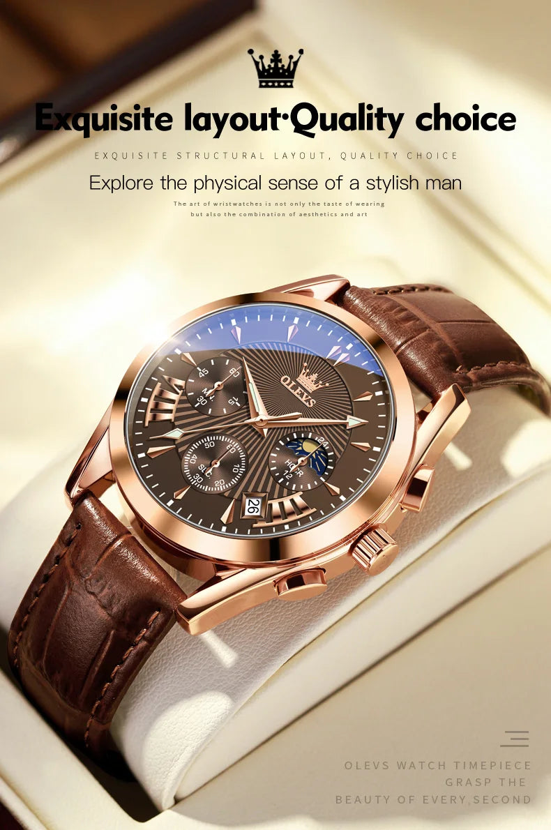 Luxury Brand Men's Watch – High-Quality Waterproof Quartz Watch with Fashion Leather Strap ⌚✨