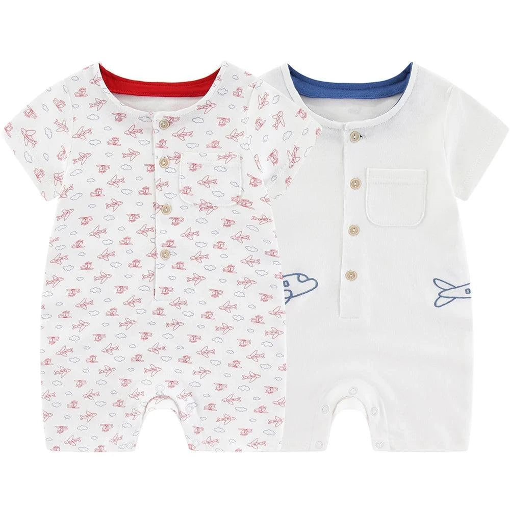 👶 Newborn Baby Clothes – 2-Piece Waffle Print Rompers, Short Sleeves for Boys & Girls (0-24M) 🌟 - Shop All I Want