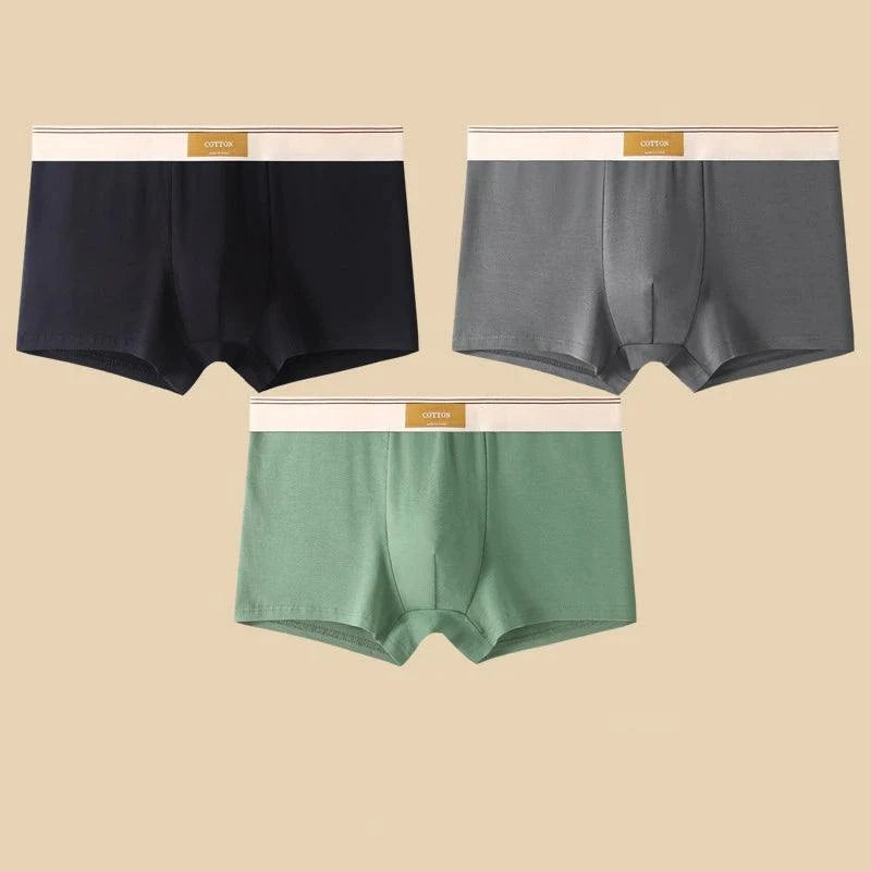 Shop All I Want Black DarkGray Green / XXL 60-70KG / 3pcs SHOP ALL I WANT 🩲 3PCS Men's Cotton Boxer Shorts – Comfortable and Breathable