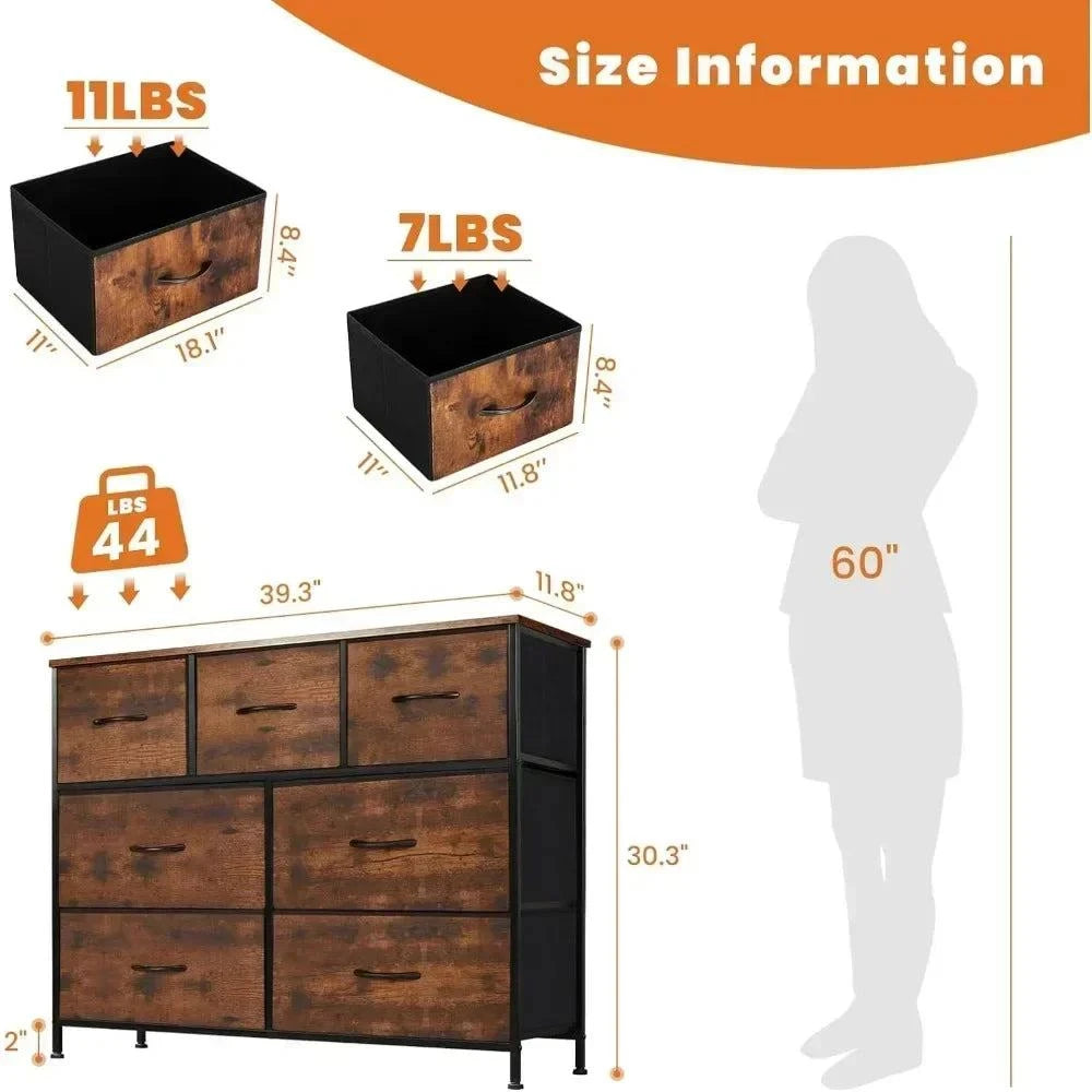 Chest of Drawers with Fabric Bins & Wooden Top - Vanity Desk for BedroThis modern-style Chest of Drawers with Fabric Bins and Wooden Top combines practicality and elegance for your bedroom or nursery. Featuring 7 spacious drawers, thisShop All I WantShop All I WantFabric Bins & Wooden Top - Vanity Desk