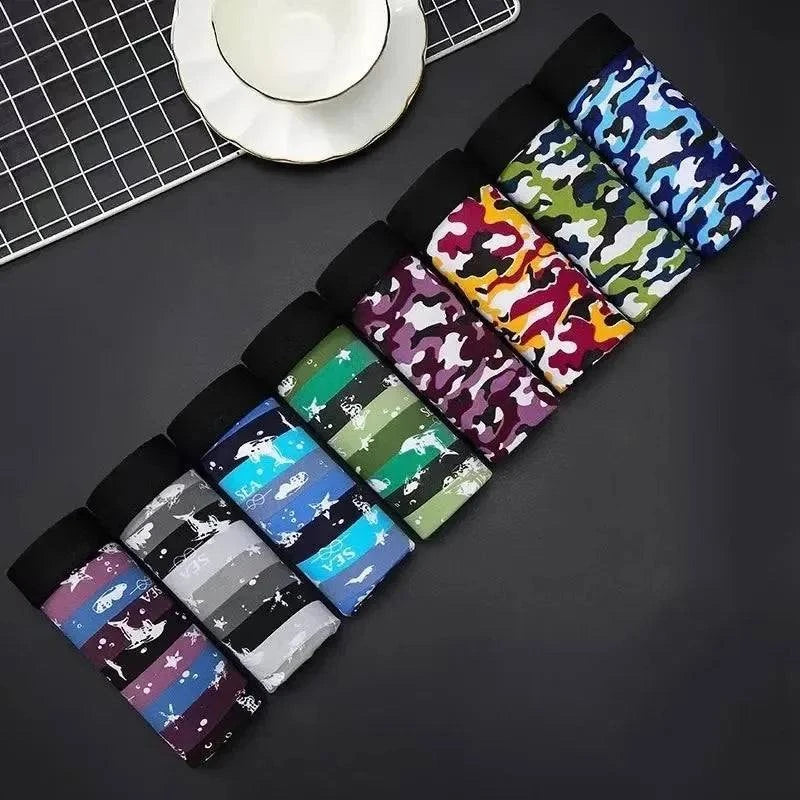 Shop All I Want 8Pcs MultiBlack / XL 45-55kg SHOP ALL I WANT 🩲 8pcs Men's Boxer Shorts – Soft Milk Silk, Sexy & Breathable with Fashionable Prints 🌟