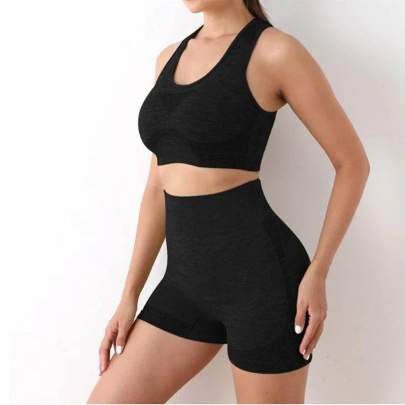 Shop All I Want black / M SHOP ALL I WANT Seamless Yoga Set: Shorts, Bras, Leggings 🧘‍♀️💪 #FitnessFashion