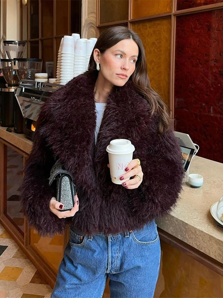 Women’s Faux Fur Jacket Coat – Warm Fluffy Lapel Cardigan for Winter 2025 ❄️✨