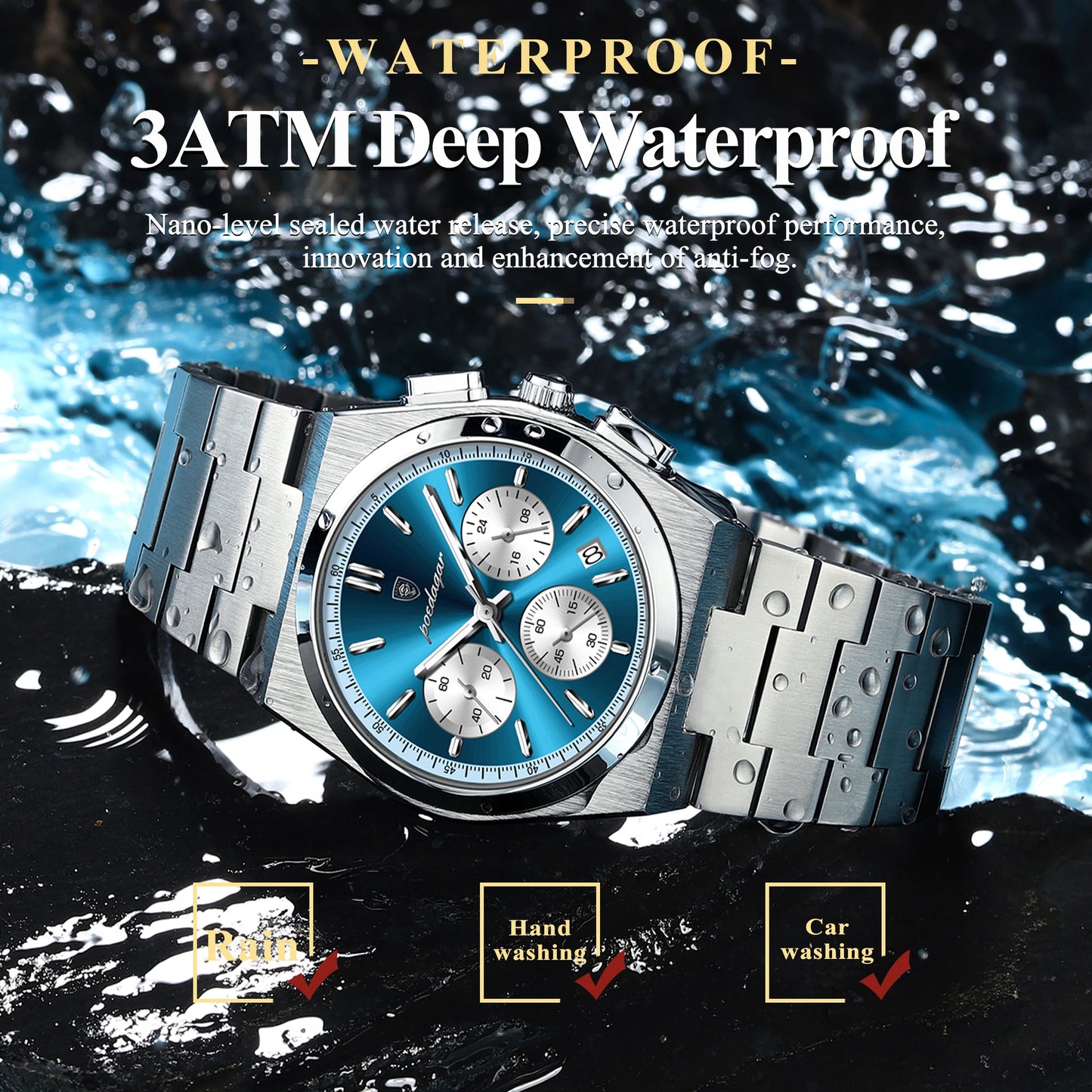 Military Sports Watch | Waterproof men’s sports watch with date and week display ⌚⏱️