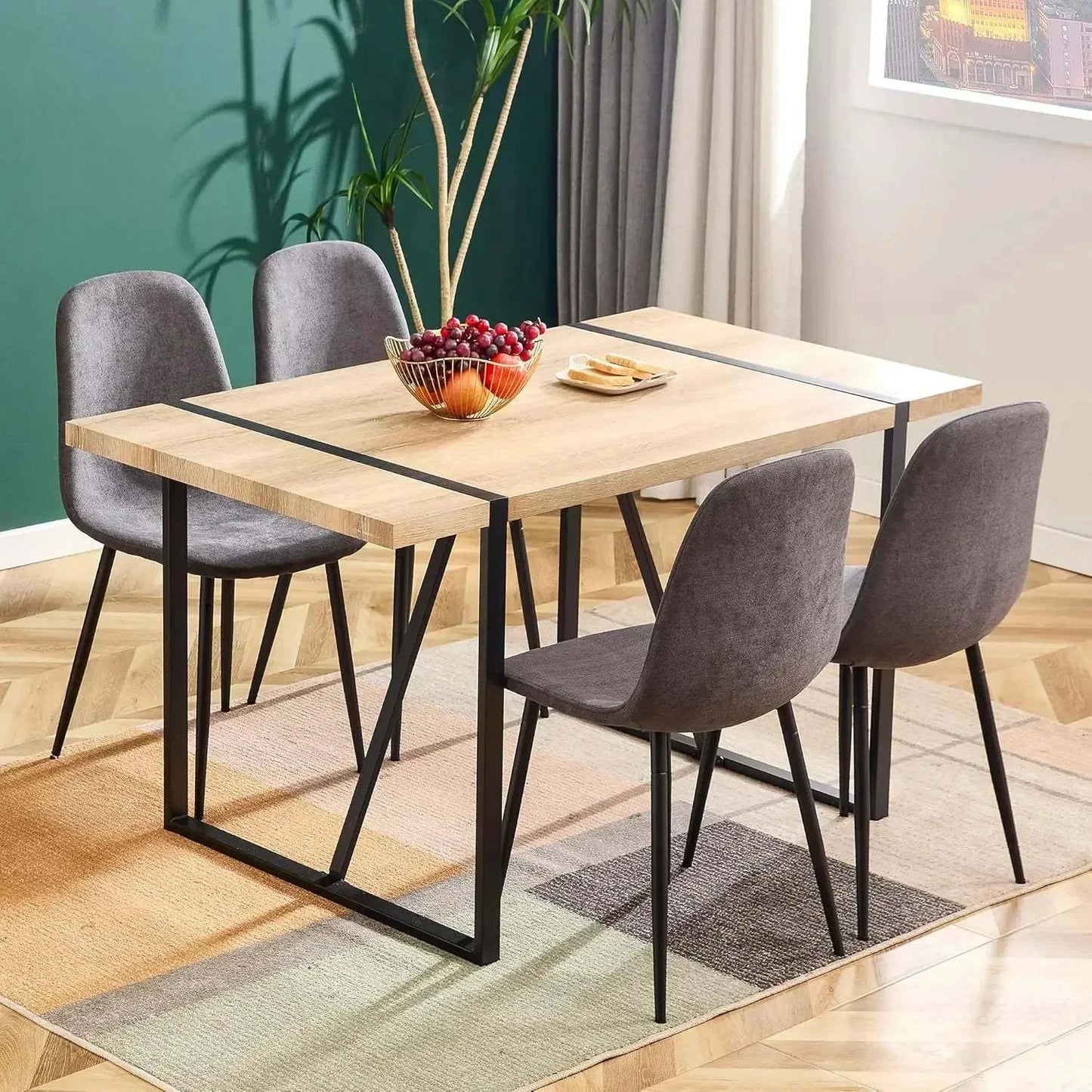 5-Piece Dining Set for 4 🍽️ | 55” Mid-Century Modern Wooden Table witElevate your dining space with the 5-Piece Dining Set for 4, featuring a 55” Mid-Century Modern Wooden Table paired with fabric chairs. Designed with modern home desShop All I WantShop All I Want5-Piece Dining Set