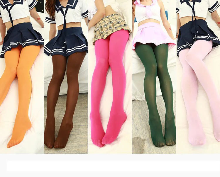 Candy Color Sexy Tights for Women – Plus Size High Elasticity Pantyhose for Beautiful Legs, Non-Transparent Design 🌈✨