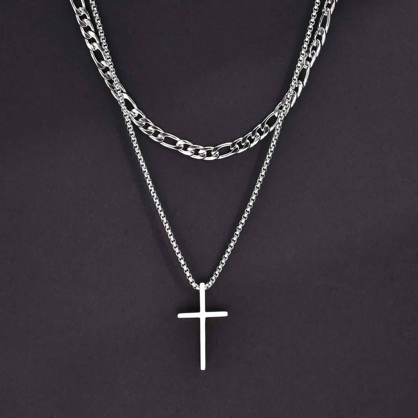 Shop All I Want NC-1035S NC-158-50S SHOP ALL I WANT Layered Cross Pendant Necklace for Men ✝️🔗