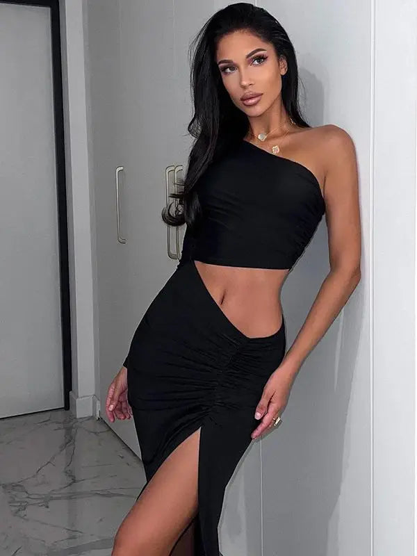 Shop All I Want SHOP ALL I WANT Long Sleeve One Shoulder Maxi Dress - Prom Ready Glam 🌴