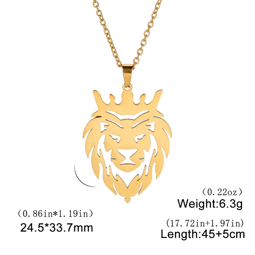 Shop All I Want Gold-24x34mm SHOP ALL I WANT Inner Strength Steel Lion Necklace 🦁🌟